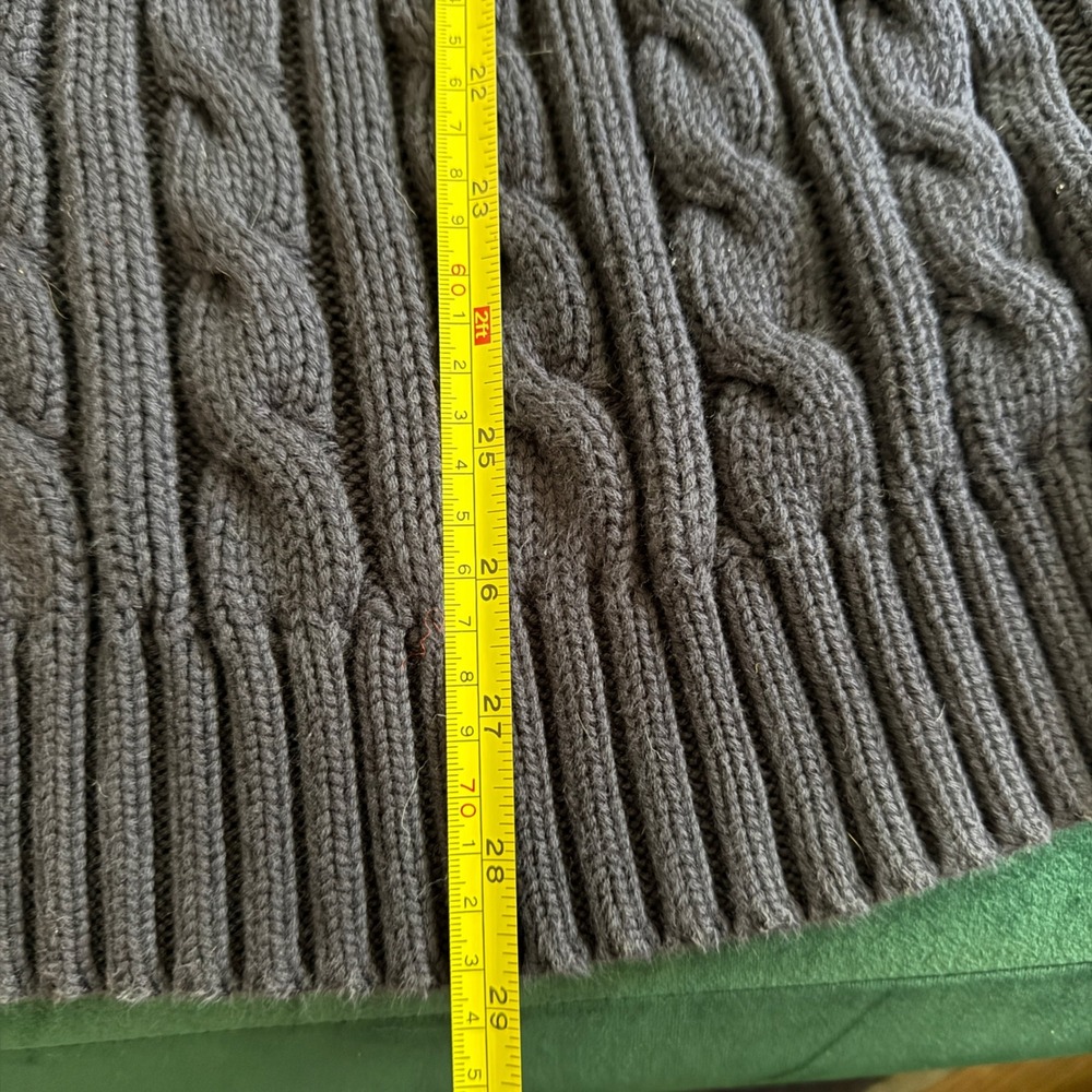 Lands End Mens Dark Gray Cable Knit Cotton Turtleneck Sweater 93731 V#2829 - Picture 4 of 8